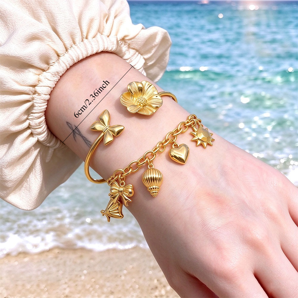 Unisex 18k Golden-Plated Exquisite Bracelet and Bangle Set